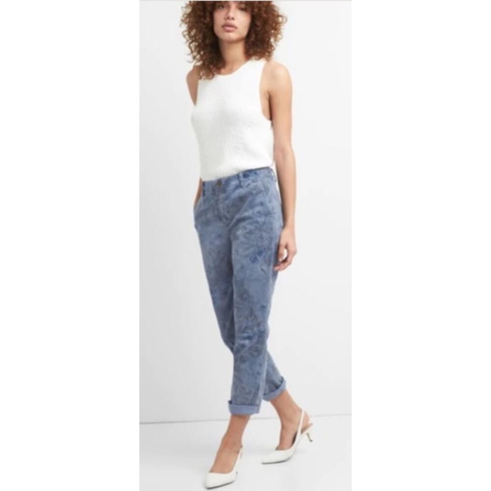 GAP Blue Floral Printed Girlfriend Chinos Size 4